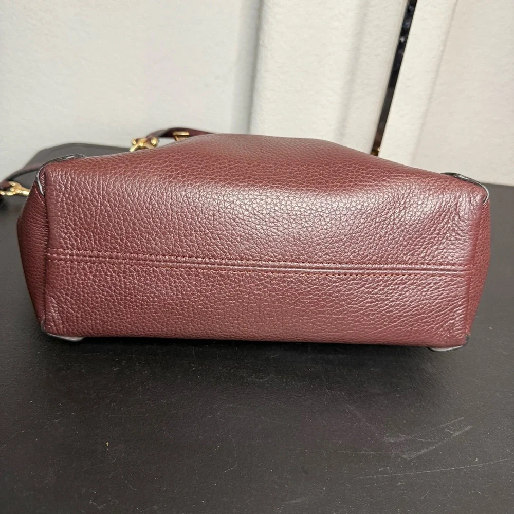 COACH Women's Kacey Satchel Crossbody Purse Cranberry Leather C6229 - Picture 7 of 12